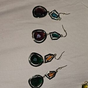 Elegant Multicolor Drop Earrings Two Sets